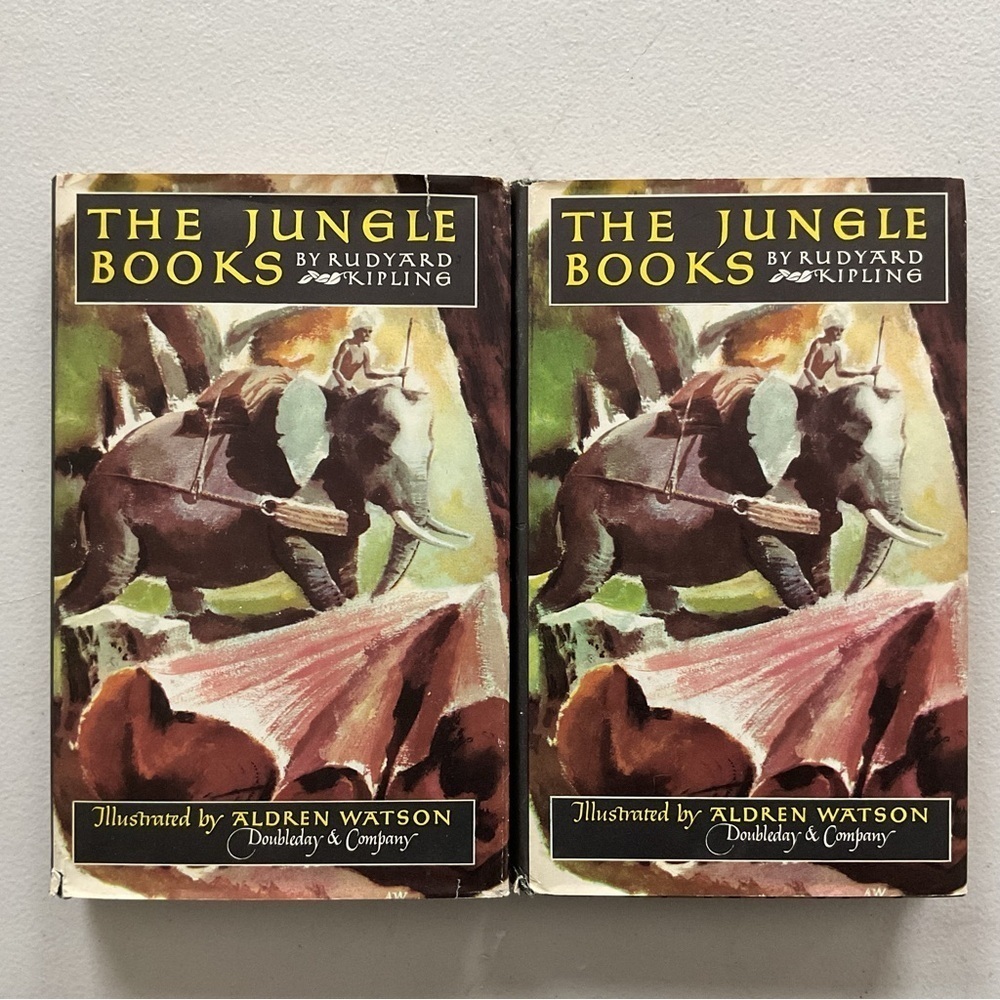 The Jungle Books by Rudyard Kipling Vintage Hardcover Books